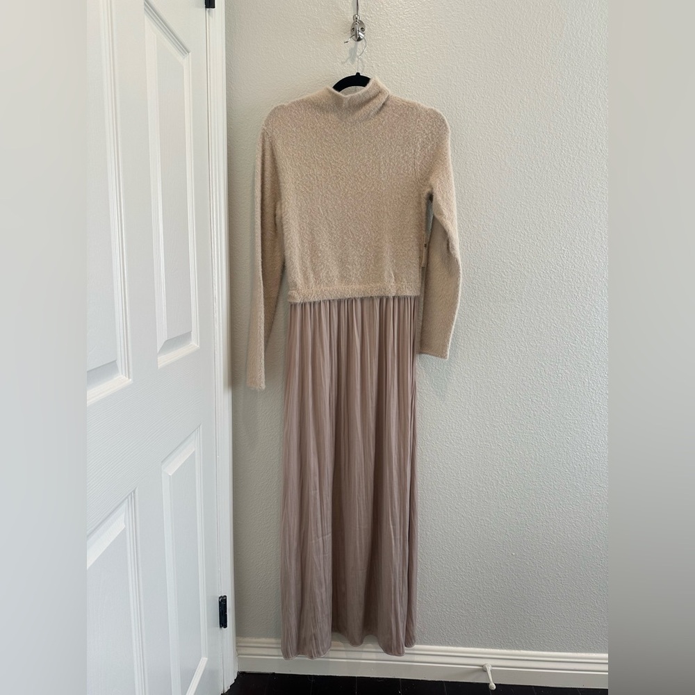 Anthropologie Beige and Taupe Long Sleeve Dress